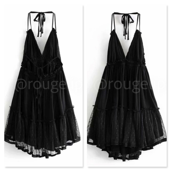 Backless Babydoll Short Dress in Black - Picture 2 of 12